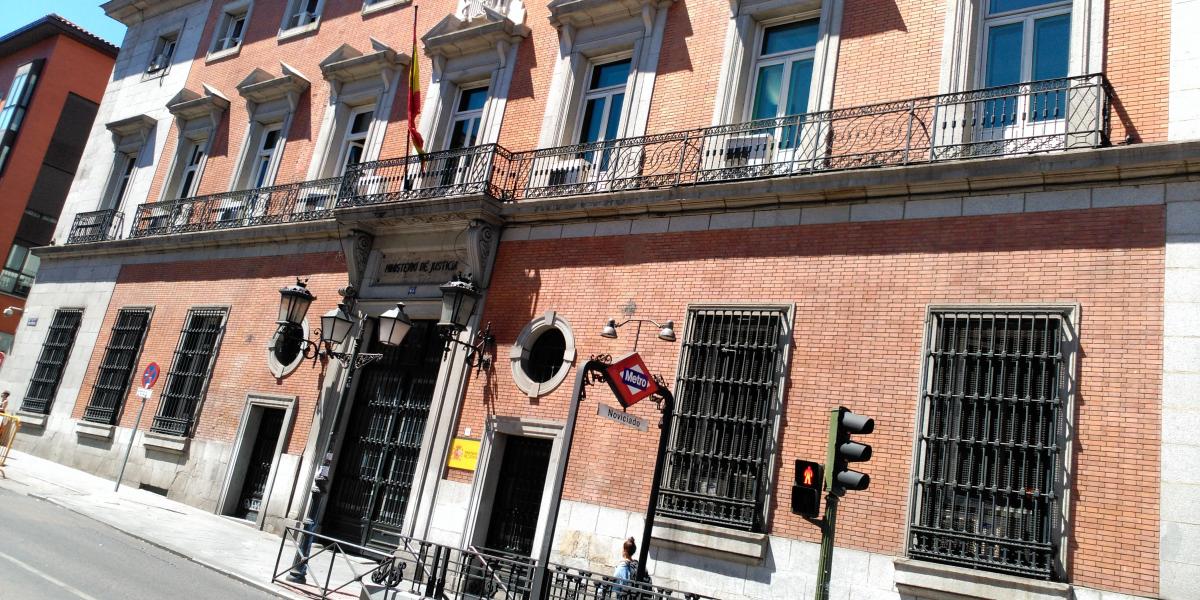 Fachada el Ministerio de Justicia en Madrid.