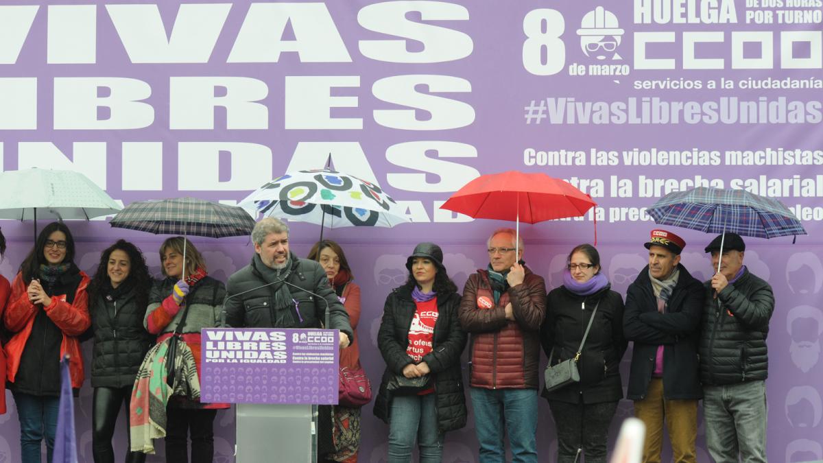 Unai Sordo interviene en la asamblea del sector ferroviario en Atocha